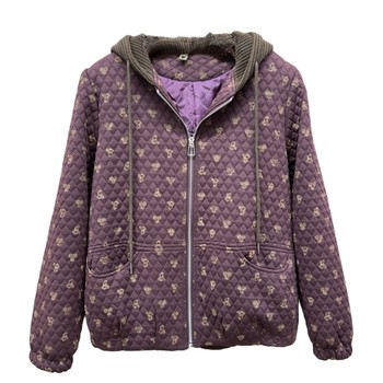 
Young mother's hooded quilted printed coat jacket