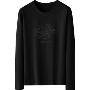 
Pure cotton T-shirt men's long-sleeved autumn shirt underwear base shirt printed trendy loose round neck autumn shirt full cotton shirt