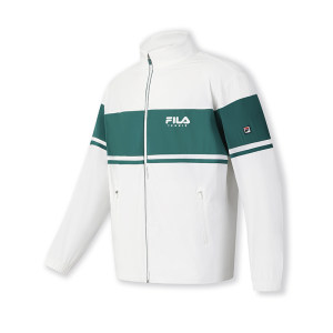 
FILA official men's woven jacket 2025 summer new tennis sport color-blocking loose stand collar top