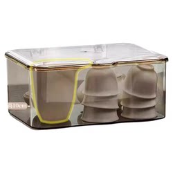 Tea set storage box with lid dustproof transparent tea table table top tea tea cup sorting storage Kung Fu teapot storage rack