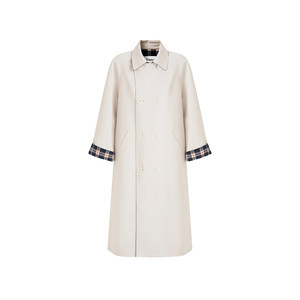 Fano simple Nordic style contrasting plaid splicing long windbreaker jacket for women mid-length 2025 new
