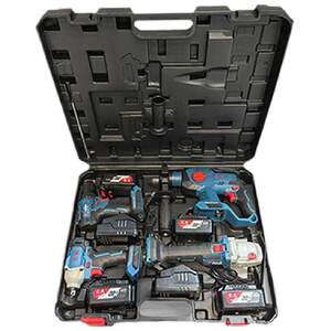 
Lithium battery four-piece tool box rechargeable electric hammer electric wrench angle grinder electric drill set two/three/piece plastic box