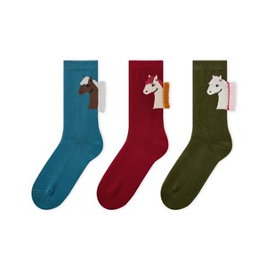 Shangsen Red Socks 2026 Year of the Horse Peace Socks Animal Year Gift Red Socks New Year Mid-Tube Socks Gift Box Cotton Socks