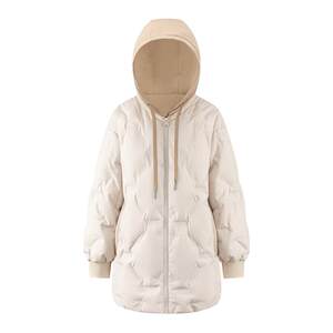 Ilai in winter explosion fake two down jackets female hooded loose, fashionable warm baseball jacket reverse season
