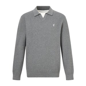 
POLOWALK men's sweater 2025 autumn and winter new simple cotton velvet fake two-piece lapel inner top