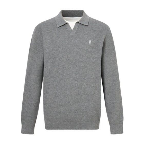 
POLOWALK men's sweater 2025 autumn and winter new simple cotton velvet fake two-piece lapel inner top