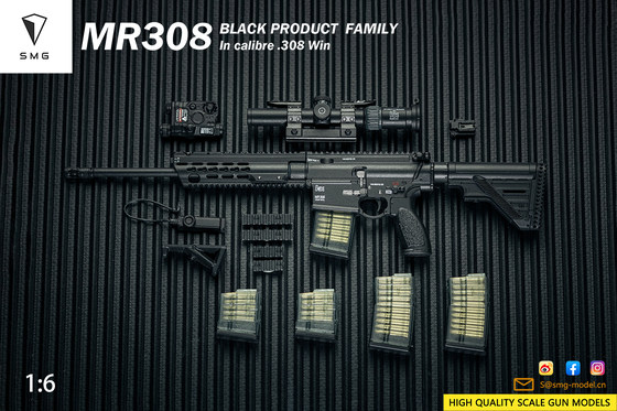 SMG 1/6比例 全黑色系列版本武器模型  MR308 16.5英寸 全新现货