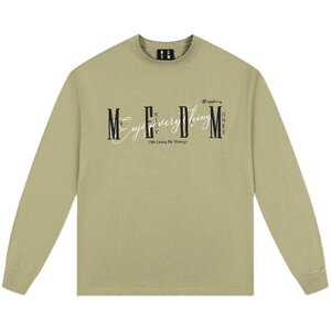 MEDM national tide basic printing long -sleeved T -shirt men and women autumn American loose couple clothes casual leisure bottom shirt
