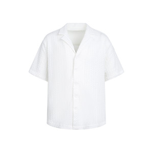 
Dream made Cuban collar textured short-sleeved shirt men's summer light luxury old money style white shirt jacket