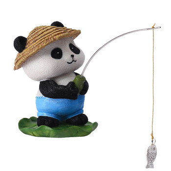 Cute panda station lotus leaf fishing fish tank landscaping decoration