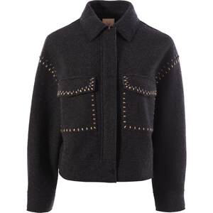 Fishing brand women's outer jacket 2023 new wool thick lapel leisure embroidery short woolen coat FGFC3203
