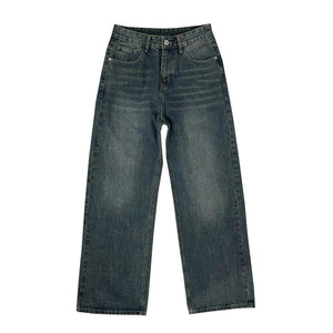 XMOB 2025 new Korean version of retro blue jeans men straight loose trendy versatile wide-leg pants men and women
