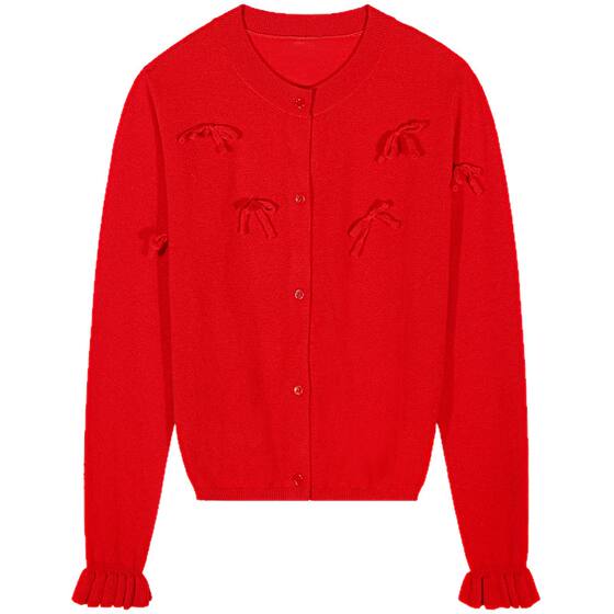 
Jinyu Huahua sweater with inner wear can be worn outside 2025 new early spring design bow knit top