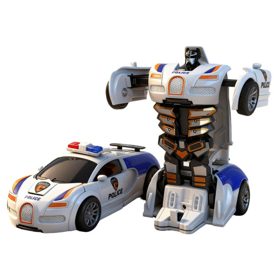 Children's toy car, boy's one click deformation toy car collision, car robot inertia collision, police car racing car