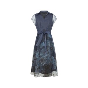 
sdeer San Dio Summer Women's Lapel Waist Printed Shirt Short Sleeve Dress S232Z12KL