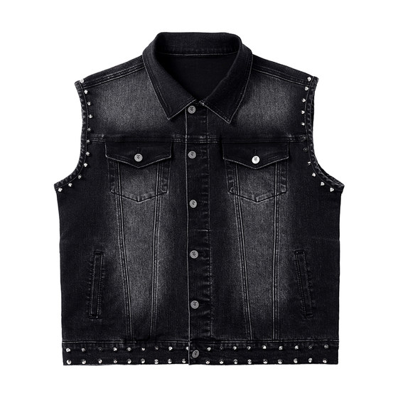 
Yuxi original design street men's clothing nailed denim vest fashionable and versatile casual jacket top coat 111