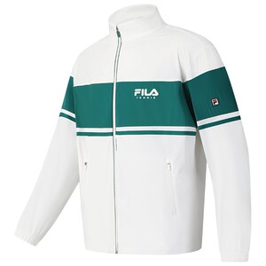 
FILA official men's woven jacket 2025 summer new tennis sport color-blocking loose stand collar top