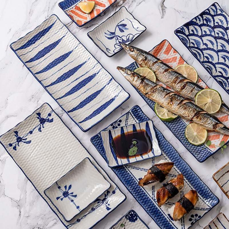 出口日本餐具创意料理碟子日式长盘小蝶盘子酱油碟长方形寿司碟