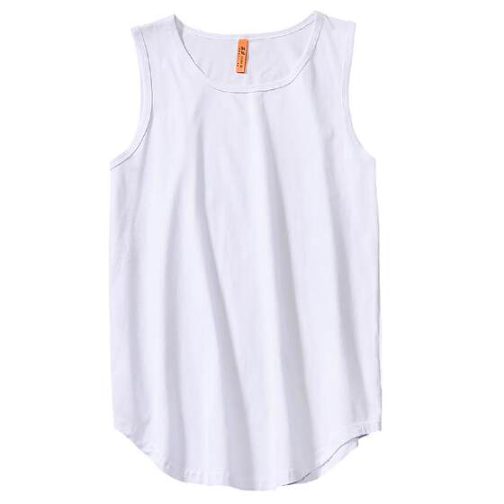 American retro high street handsome loose pure cotton pure color arc hem bottom base vest men and women summer wild top