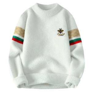 Men's plus velvet thickened half turtleneck sweater for winter new style knitted men's casual sweater warm winter top
