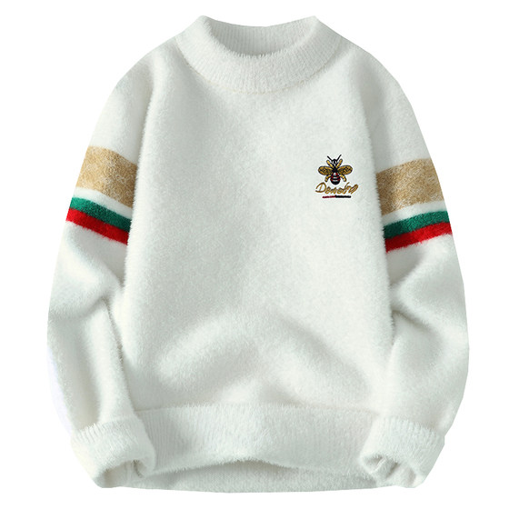 Men's plus velvet thickened half turtleneck sweater for winter new style knitted men's casual sweater warm winter top
