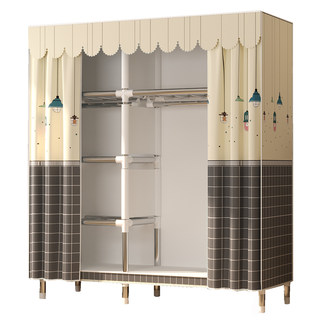 Simple wardrobe all steel frame strong and durable thickened