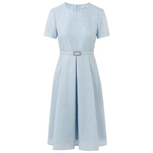 
LANCY/Langzi 2026 summer new temperament jacquard round neck belt waist dress A-line skirt for women