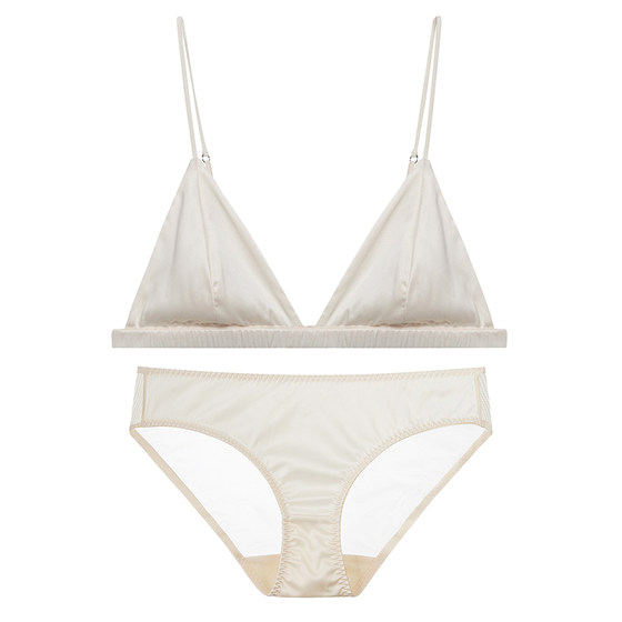 
Forlé girl French triangle cup bra for women, spaghetti straps, no wire bra, small bust bra set, thin style