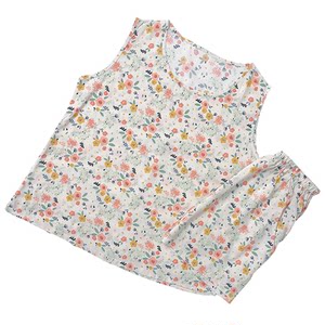 夏季薄款女士棉绸睡衣套装宽松大码人造棉家居服绵绸碎花背心短裤