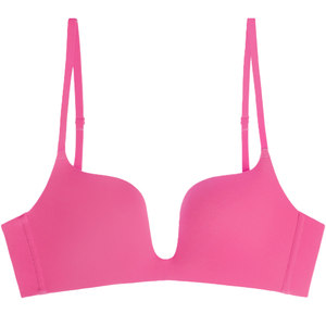 Curious Miss traceless underwear women's small breasts gathered deep V to show large sexy U-shaped beautiful back low bra set thin black
