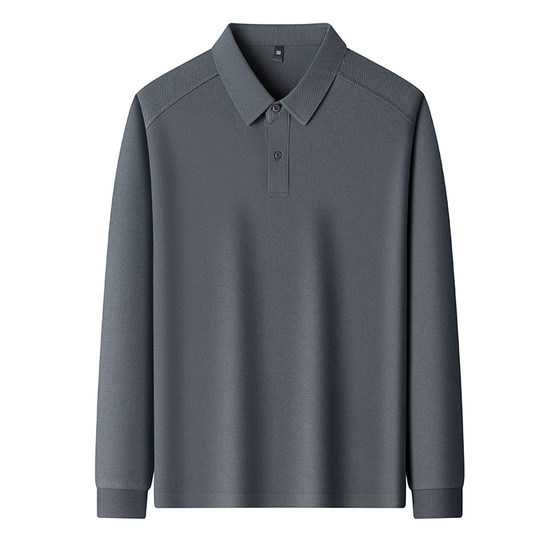 
Breathable pique cotton polo shirt men's long-sleeved 2025 new business casual lapel T-shirt autumn and winter long-sleeved inner wear