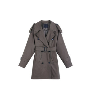 pusumede Kochi urban style classic silhouette lapel windbreaker women's temperament waist-length mid-length coat jacket