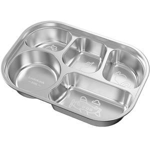 Lock Lock Children's Dining Plate 316 Stainless Steel Dining Plate Kindergarten Baby Tableware Household Dining Plate
