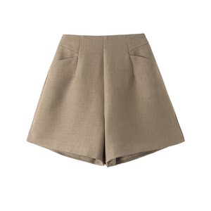 
Simple suit pocket shorts for women 2026 summer slimming high-waisted A-line wide-leg pants versatile small casual pants
