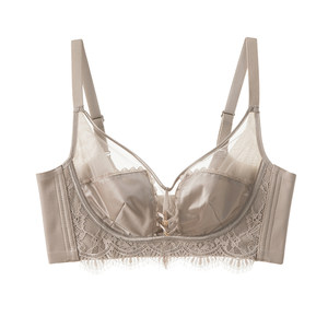 
Women's underwear, big breasts, small and thin rabbit ears gathered together, summer thin style, no steel rings, side breasts, anti-sagging bra set