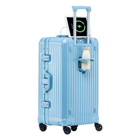 The new aluminum frame with a cup holder lever box universal wheel large -capacity luggage women's password travel box men's brake reduction