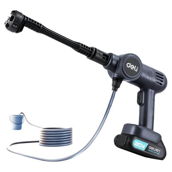 
Deli car wash high-pressure water gun household wireless car wash machine high-power rechargeable lithium battery boosted cleaning artifact