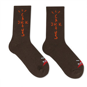 
Three pairs of boxed Travis Scott European and American trendy socks TS earth color customized sports mid-tube socks for men and women