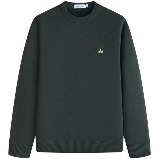 
Navigare Italian small sailing boat old money style velvet sweater men's autumn and winter new round neck pullover sweater