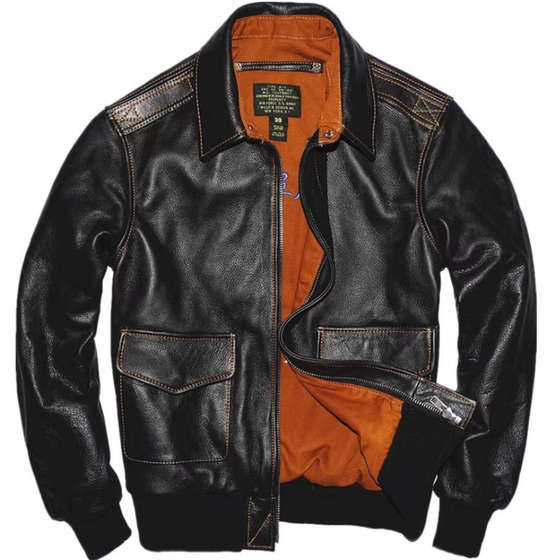 A2 Air Force Flying Pyreal Skin -style retro header leather leather leather clothing men's short slimming size