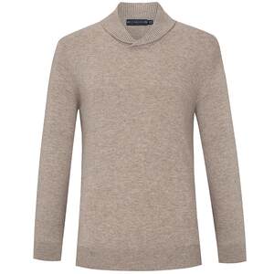 Tombolini East Bollennia sweater gray camel men's casual lapel cup long -sleeved knitted bottom sweater
