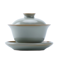 Ru Kiln Cover Bowl Teacup - Ice Crack Ceramic Kung Fu Tea Set Anti-Scald Bowl