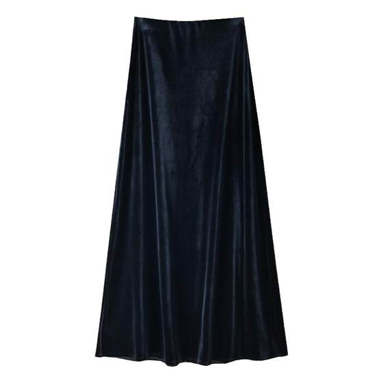 2025 autumn and winter new imported gold velvet original skirt thickened velvet women's skirt high-end long skirt