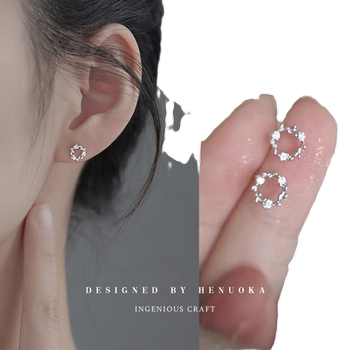 925 Sterling Silver Garland Ears Stud Zircon Frosty Wind Earrings