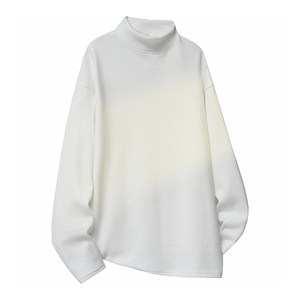 
German velvet bottoming shirt for men with inner long-sleeved T-shirt for autumn and winter plus velvet half turtleneck white lining high-end sweatshirt for men