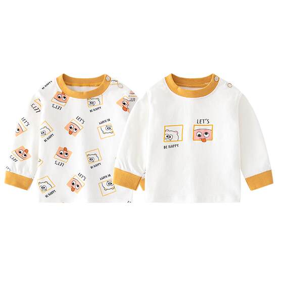 
2-pack children's T-shirts spring and autumn boys and girls bottoming shirts long-sleeved category a pure cotton tops baby inner clothes spring