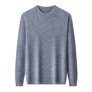 
Spring bamboo 100% pure cashmere sweater men's half turtleneck winter new thickened middle-aged loose large-size sweater base shirt