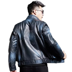 
Men's Genuine Leather Jacket Haining Short Two-Color Printed Jacket Stand Collar Thin Oil Waxed Sheepskin Leather Jacket Men's Trendy