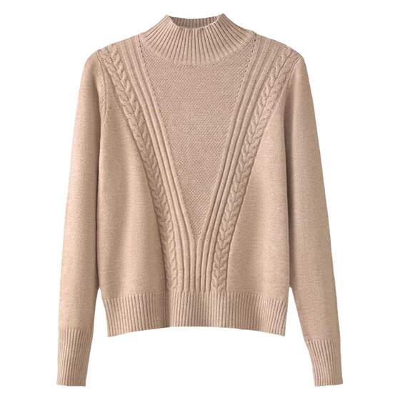 
Half turtleneck short sweater autumn and winter women's 2025 new high waist knitted sweater for small people thickened inner base layer