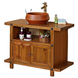 Chinese retro bathroom cabinet combination ancient style elm